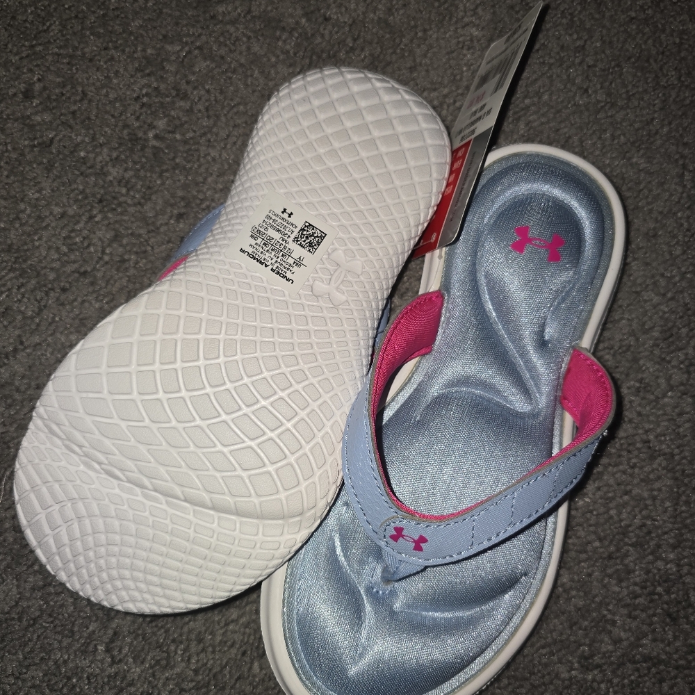 Nwt under armour slippers sandals youth girls 1 new - Picture 3 of 4